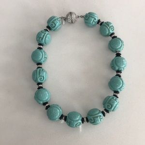 Kenneth Jay Lane turquoise beaded choker necklace